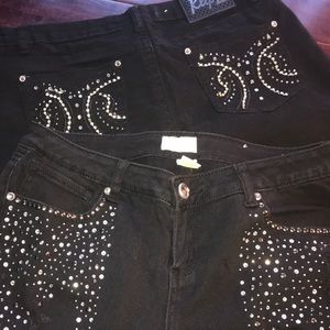 black sequined stretch jeans 2